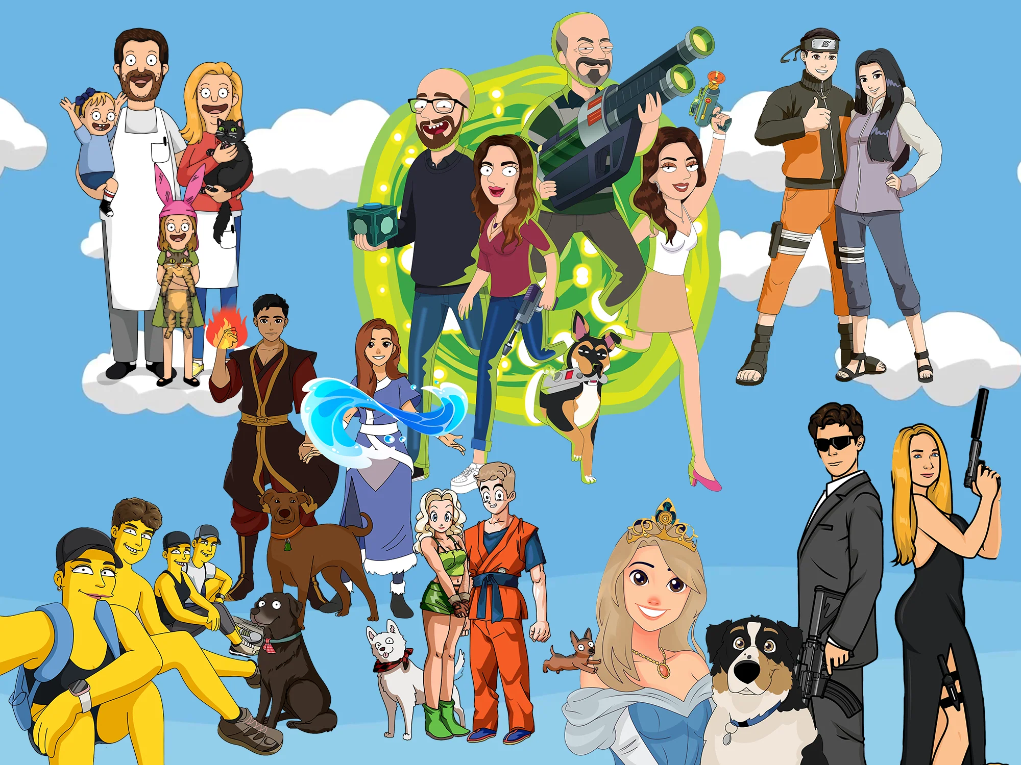 HappyTooned personalized portrait artwork from its ecommerce storefront